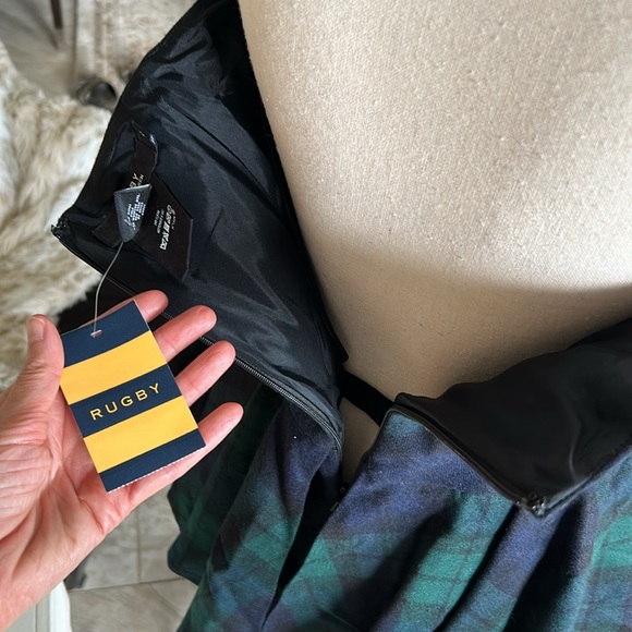 NWT VTG deadstock Rugby RL Tartan plaid peplum wool mini strapless Dress 10 - Picture 11 of 16